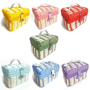 Paniers-cadeaux de vacances, panier tissé assorti à une boîte-cadeau, valise, boîte de mariage, panier en plastique tressé, boîtes de rangement en rotin - Product Image 2