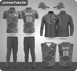 ชุดเครื่องแบบคริกเก็ตเต็มชุดใส่สบายในอินเดียรวมทั้งเสื้อคอและกางเกง - Product Image 3