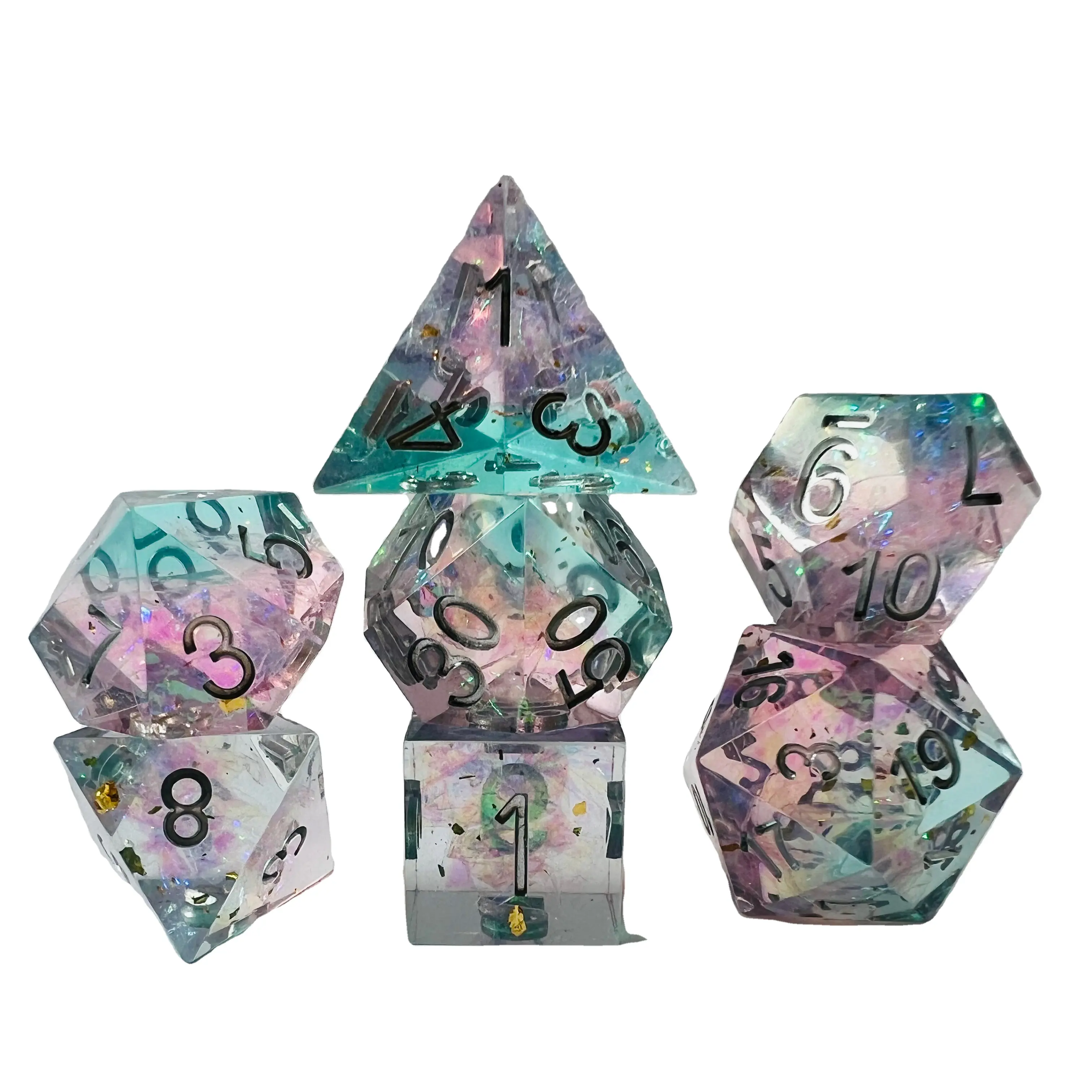 Set dadu kubus Resin Trpg dan naga bermain peran permainan kartu atau papan polihedron polihedral