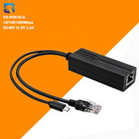 Divisor POE 48V/5V 2.4A/3.5A Micro USB 10/100/1000Mbps IEEE802.3af/at 15W para Hogar Inteligente, Cámara IP, Mini PC