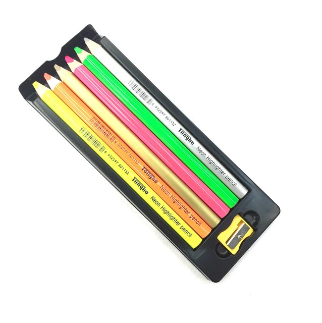 Bview Art Artist Jumbo Triangle Neon Highlighter Color Pencil