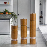 Verstellbare Keramik-Rotor Manuelle Pfeffer- & Salzmühle Holz-Acryl-Streuer mit Nachfüllbarer Eichenholz-Gewürzmühle