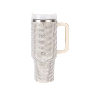 Gobelet isotherme Glam en acier inoxydable 40 oz avec poignée, gourde à paillettes, mug de voyage – Rose, Bleu, Argent, Or, Or rose, Noir, Marron - Product Image 3
