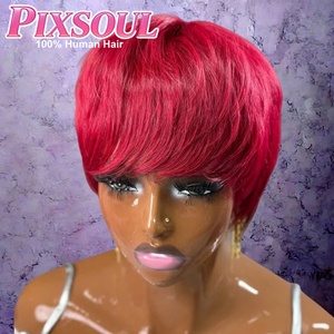 วิกผมสั้นสีแดงแบบพิกซี่คัท ขายส่ง ผมแท้ พร้อมสวมใส่ วิกผมทำด้วยเครื่องจักร 100% ผมแท้บราซิล สำหรับผู้หญิงผิวสี - Product Image 2
