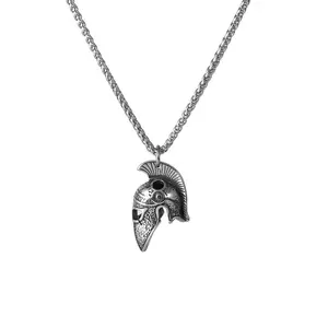 Ancient roman jewelry stainless steel spartan warrior helmet pendant necklace