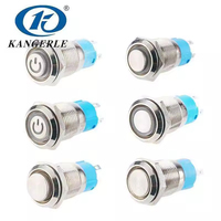 Sakelar Mikro Tombol Tekan Elektronik LED 12mm IP65 250V 1NO1NC Momentary Logam untuk Peralatan Rumah Tangga