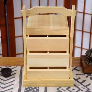 Caja de madera de varias capas para pasteles de luna, caja de regalo portátil de madera de pino para repostería china, forma rectangular - Product Image 4