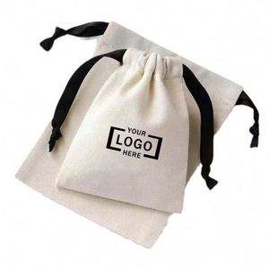 Contemporary Durable Cotton <b>Drawstring</b> Gift Packaging <b>Pouch</b> with Embossing Printing for Jewelry and Travel - Product Image 1
