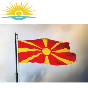 Sunshine kustom North Macedonia logo 3x5 ft merah bendera kuning pertukaran tangan melambai Mobil North edonia negara bendera nasional