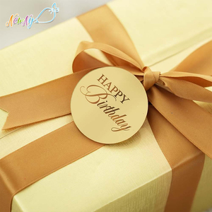 Disponibili all'Ingrosso Decorazioni Acriliche Rotonde Dorate a Specchio per Cupcake di <span class=keywords><strong>Compleanno</strong></span>, per Regali Fai-da-Te, Fiori, Pasticcini e Dessert - Product Image 4