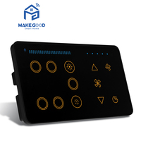 Nouvel arrivage MakeGood – Interrupteur intelligent Tuya Zigbee 147*86MM pour ventilateur 5 vitesses avec variateur et interrupteur tactile 4 gangs en verre avec rétroéclairage RGB