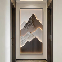 Peinture décorative LED moderne à entrée verticale, Paysage 3D en porcelaine cristalline Tan Mountain, Art mural pour la maison et l'hôtel