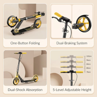 Trottinette OEM pour jeunes et adultes, pliable, avec amortissement, hauteur réglable, freins avant et arrière, roues en PU, trottinette pour enfants à 2 roues
