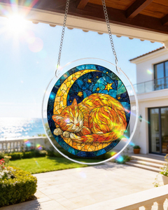 Atrapasueños de Gato con Diseño de Cielo Nocturno, Rompecabezas Acrílico, Vidrio Teñido, Diseño Personalizado ODM, Suministros de Decoración para Tiendas de Mascotas y Dormitorios - Product Image 3