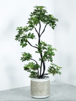 Pot de fleurs de style chinois de grande taille pour décoration intérieure/extérieure en argile de magnésium avec motifs floraux et plantes vertes