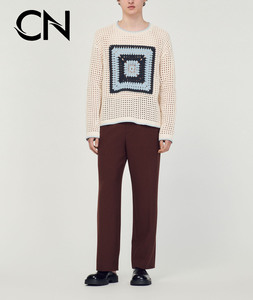 Cainan เสื้อสเวตเตอร์ถักโครเชต์สำหรับผู้ชายผ้าฝ้ายแขนยาวลำลองออกแบบได้ตามที่ต้องการ - Product Image 4
