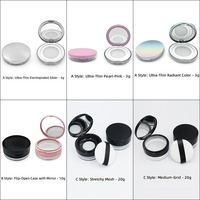 Boîte d'emballage vide en plastique pour poudre libre, en stock, 10g/20g, format échantillon portable, avec houppette, pour poudre fixatrice cosmétique