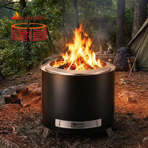 Brasero sans fumée avec cendrier extractible, foyer extérieur portable à bois en acier inoxydable, personnalisable, à combustion secondaire - Product Image 1