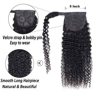 Extensiones de Cola de Caballo Rizadas Onduladas de 14 Pulgadas, 8A, Estilo Chino, Negras, para Mujer, con Clip, Doble Trama, Remy, Gruesas, de Aspecto Natural - Product Image 3