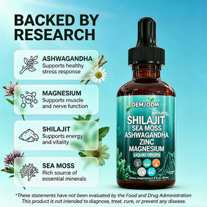 Suplemento Dietético OEM GMP con Shilajit, Musgo Marino, Ashwagandha y Magnesio en Gotas, Etiqueta Privada, Fórmula Personalizada, Sabor y Empaque a Medida - Product Image 4