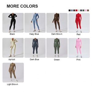 ชุดบอดี้สูทแขนยาวผู้หญิง น้ำหนักเบา กระชับรูปร่าง ชุดออกกำลังกายแบบชิ้นเดียว ยืดหยุ่นสูง ชุดโยคะ จั๊มสูท - Product Image 3