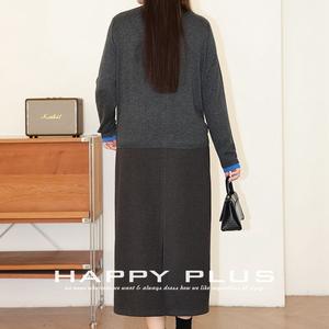 กระโปรงทรงเอเอวสูงผ้าวูลเท็กซ์เจอร์สีเทาเข้ม ไซส์พลัส 90-94 กระโปรงผู้หญิงสำหรับฤดูใบไม้ร่วงและฤดูหนาว มีรอยผ่า ยืดหยุ่นเล็กน้อย - Product Image 2