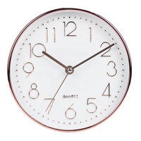 Promotion horloge murale ronde silencieuse en plastique, pas cher, personnalisé, en relief 3D, moderne, vente en gros, petite horloge de chambre d'enfant