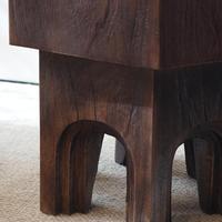 Table d'appoint hexagonale en bois massif vintage, table basse Wabi Sabi pour salon