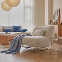 Fauteuil simple de salon de style nordique, chaise longue de balcon, fauteuil de détente pour hôtel, villa, appartement, en tissu chenille, fauteuil moderne