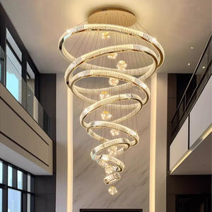 Candelabro de Cristal de Luxo Moderno e Simples para Sala de Estar, Hotel, Restaurante, Lustre de Anel, Candelabros Modernos, Luz Pendente - Product Image 2