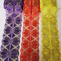 Bordure en dentelle polyester écologique africaine avec broderie personnalisée et strass 3D pour la décoration de robes, la confection de rubans et la broderie DIY