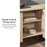 Meuble de rangement OEM/ODM personnalisé en bois de chêne, buffet console moderne à portes cannelées pour salle à manger et cuisine, usage domestique