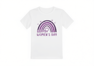 Happy Women's Day Rainbow Feminist Tee T-shirt casual da donna in cotone a maniche corte con scollo rotondo per la primavera estate - Product Image 1