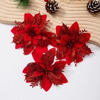 Fabrik-Großhandel Exquisite Weihnachtsbaumdekorationen, Glänzende 13cm Blumenanhänger, Gold Silber Blau Rot Accessoires