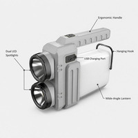 Lampe de poche portable rechargeable USB étanche à double LED, lampe de poche portable, lampe de camping, lampe d'urgence pour l'extérieur
