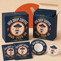 Sachet de café individuel imprimé sur mesure, scellé sur trois côtés, pour emballage de café filtre, idéal pour les marques à marque privée