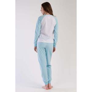 KADIN P.SUPREM O YAKA REGLAN UZUN KOL MANSETLI PIJAMA TAKIM - สีเทาผสมสี - สีเทาผสมสี - Product Image 4