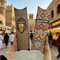 Boîte à emporter pour restaurant halal arabe avec logo personnalisé, emballage en papier pour shawarma, boîte à compartiments, boîte à kebab, boîte à coussin