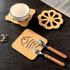 Bamboo Wood Cartoon Heat Insulation Pad Dining Table Non-slip Pot <b>Mat</b> Bowl <b>Mat</b> - Product Image 3