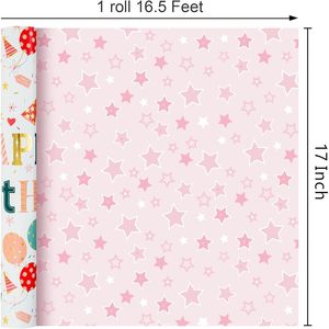 Papel de Regalo de Cumpleaños, 17 Pulgadas x 16.5 Pies, Diseño Colorido para Manualidades y Regalos - Product Image 3
