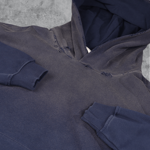 Sudadera con Capucha Extra Grande para Hombre, Estilo Vintage, Lavada, Negra con Efecto Desgastado, Sudadera Informal con Capucha - Product Image 3