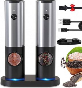 Hot Selling Electric <b>Pepper</b> <b>Grinders</b> Automatic Rechargeable Salt and <b>Pepper</b> Mill Set With Rechargeable Base - Product Image 1