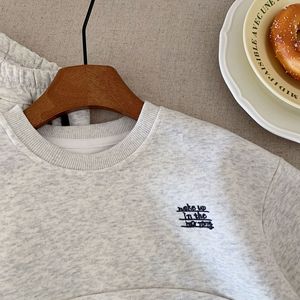Completo due pezzi autunnale 2025 di tendenza per ragazzi, nuovo completo casual semplice con pantaloni in felpa e motivo a lettere - Product Image 2
