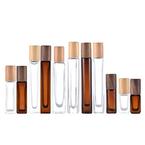 Luxury <strong>Walnut</strong> Cover Amber square Glass Roll on Bottle clear Round 5ml 10ml 15ml Empty <strong>Essential</strong> <strong>Oil</strong> Glass Roll on Bottle - Product Image 6