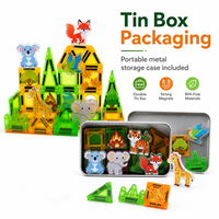 EPT Mini Tuiles de Construction Magnétiques en Boîte Métallique – Jouet de Construction STEM Portable – Thèmes : Animaux, Ville, Océan, Dinosaures, Princesse