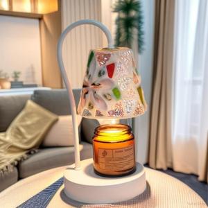 Lampe à mélanger les cires parfumées Mosaico, abat-jour en coquillages naturels, lumière d'ambiance, lampe de table, utilisation intérieure - Product Image 3