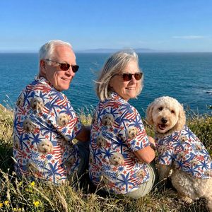 Custom <b>Dog</b> Face Matching Hawaiian Shirt For <b>Men</b> Women Summer Vacation Gift Personalized Pet Photo Design Short Sleeve Red - Product Image 5