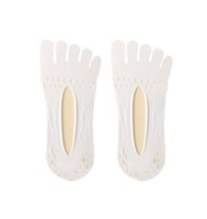 Chaussettes invisibles respirantes à cinq doigts antidérapantes pour femme, coupe basse, en maille rose et blanche, idéales pour l'été