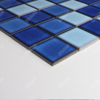 Carrelage de piscine en céramique glacée bleu carré, 48x48mm, mosaïque imperméable, piscine 2x2, pour hôtel, salle de bain, douche, Spa, bon marché