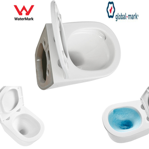 Inodoro suspendido elegante con descarga tipo tornado, inodoro femenino de 4 estrellas, inodoro con descarga superior y tanque de agua, descarga dorada con efecto remolino y chorro de agua privado. - Product Image 4